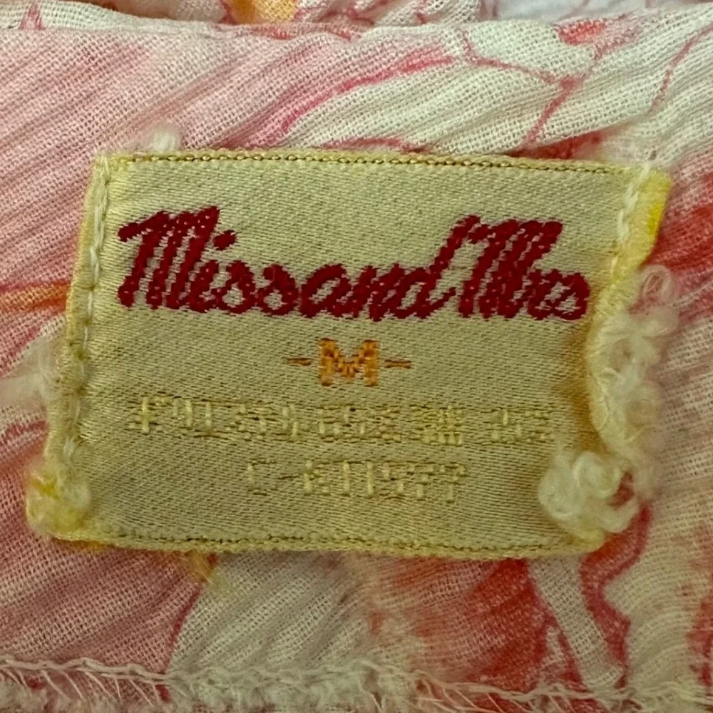 Miss and Mrs Vintage Pink Floral Seersucker Wrap Robe Housecoat Lace Trim Size M